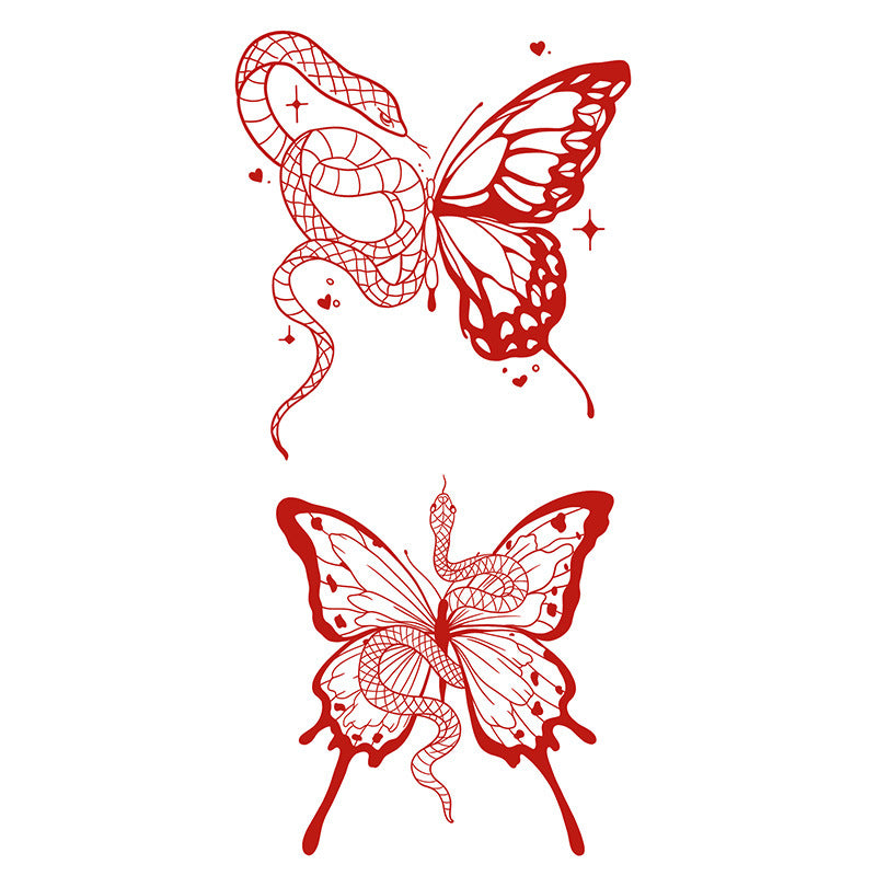 Snake & Butterfly Tattoo Sticker | Herbal