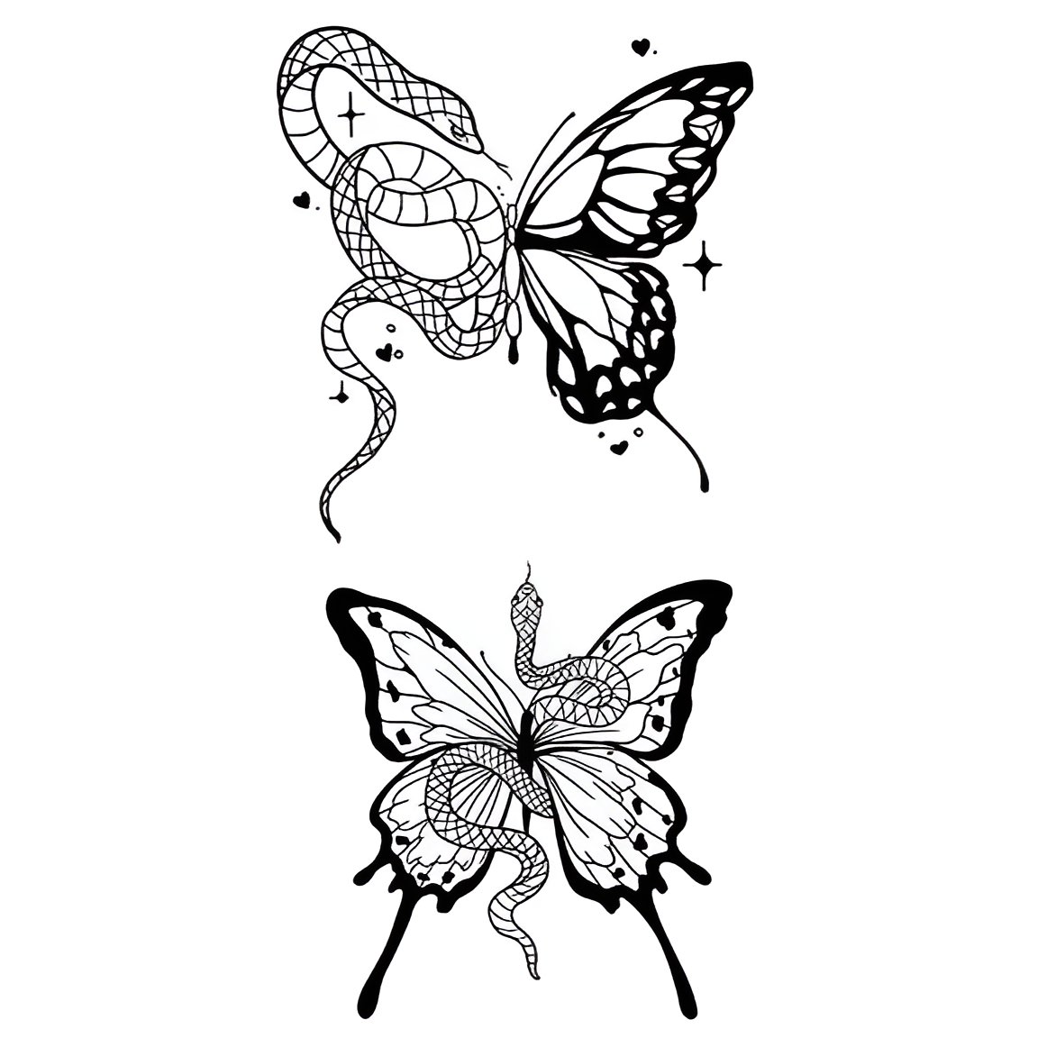 Snake & Butterfly Tattoo Sticker | Herbal