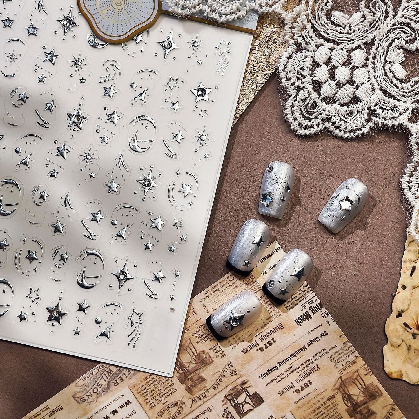 Silver Starry Sky Nail Stickers