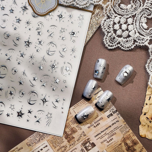 Silver Starry Sky Nail Stickers