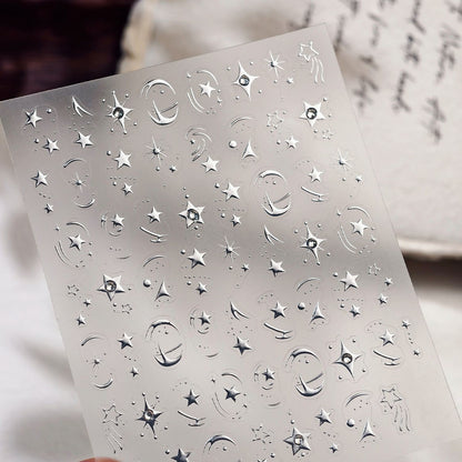 Silver Starry Sky Nail Stickers