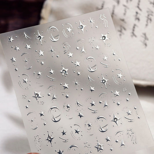 Silver Starry Sky Nail Stickers