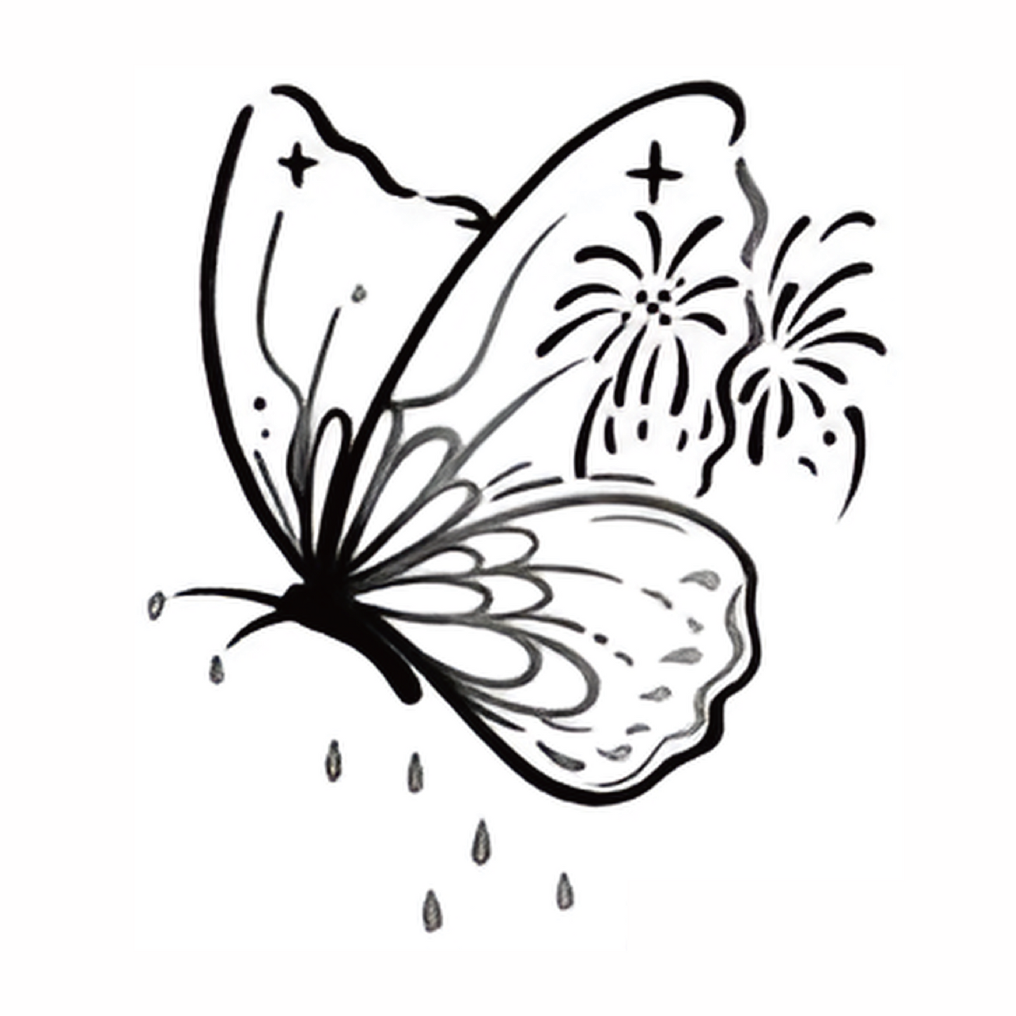 Butterfly Sketch Tattoo Sticker Set | Herbal