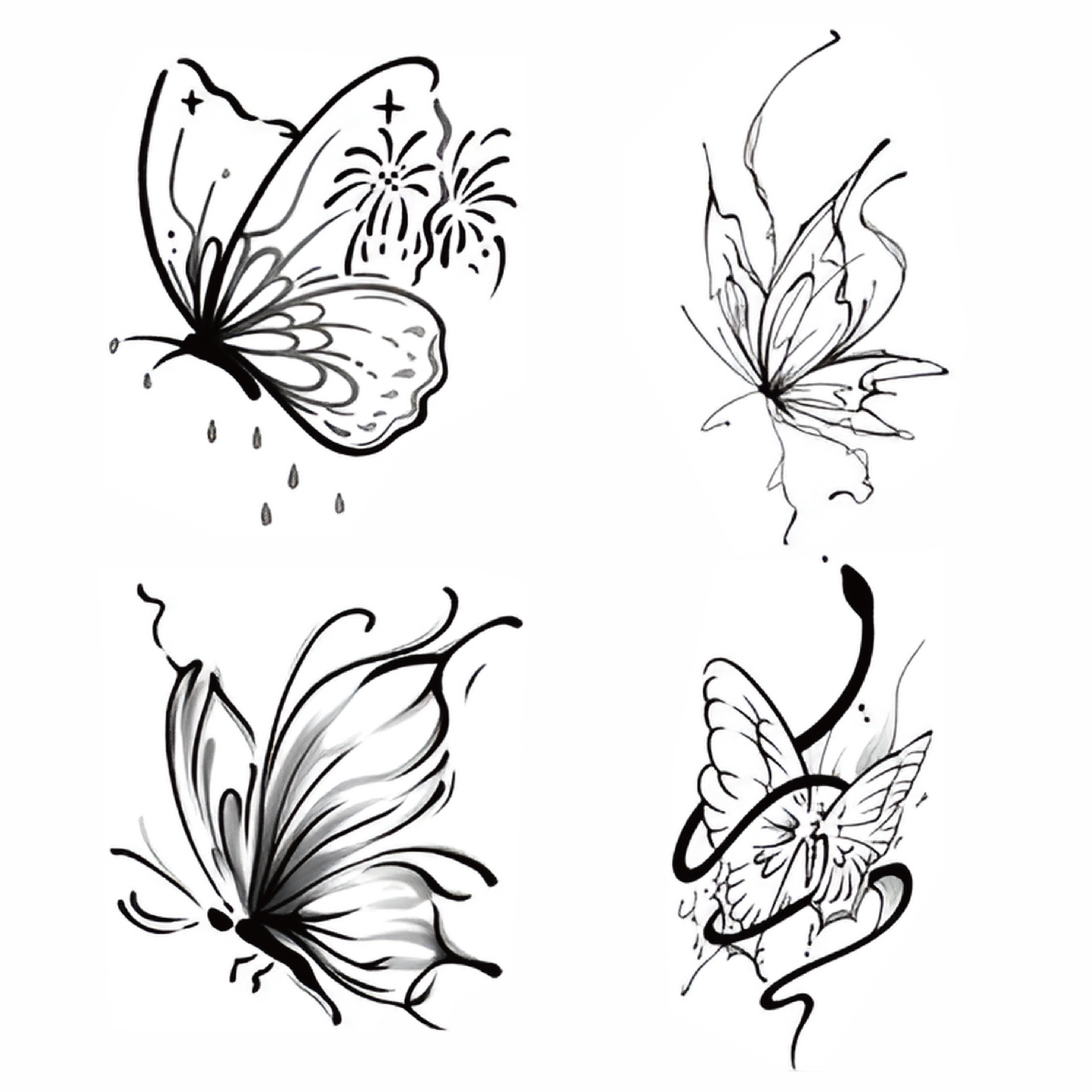 Butterfly Sketch Tattoo Sticker Set | Herbal