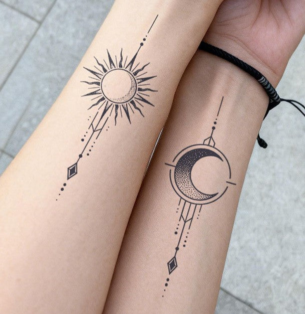 Sun & Moon Pair Tattoo Sticker | Herbal