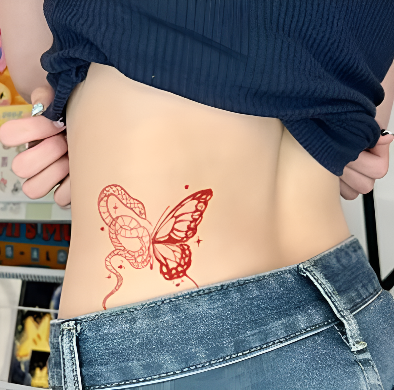 Snake & Butterfly Tattoo Sticker | Herbal