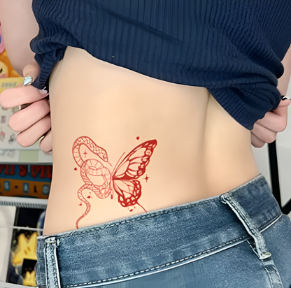 Snake & Butterfly Tattoo Sticker | Herbal
