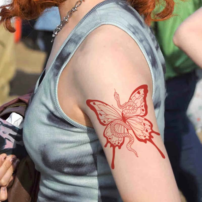 Snake & Butterfly Tattoo Sticker | Herbal