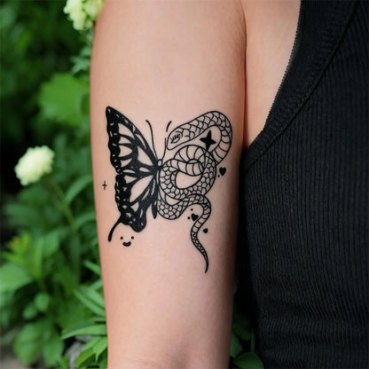 Snake & Butterfly Tattoo Sticker | Herbal