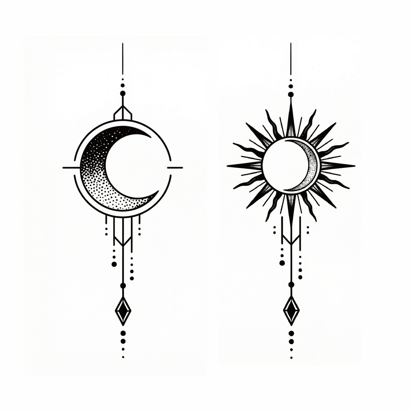 Sun & Moon Pair Tattoo Sticker | Herbal
