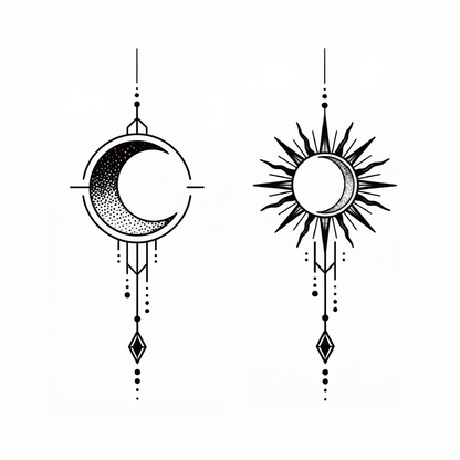 Sun & Moon Pair Tattoo Sticker | Herbal