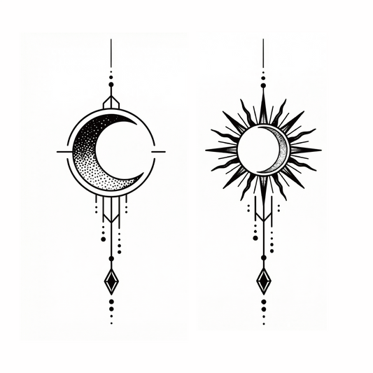 Sun & Moon Pair Tattoo Sticker | Herbal