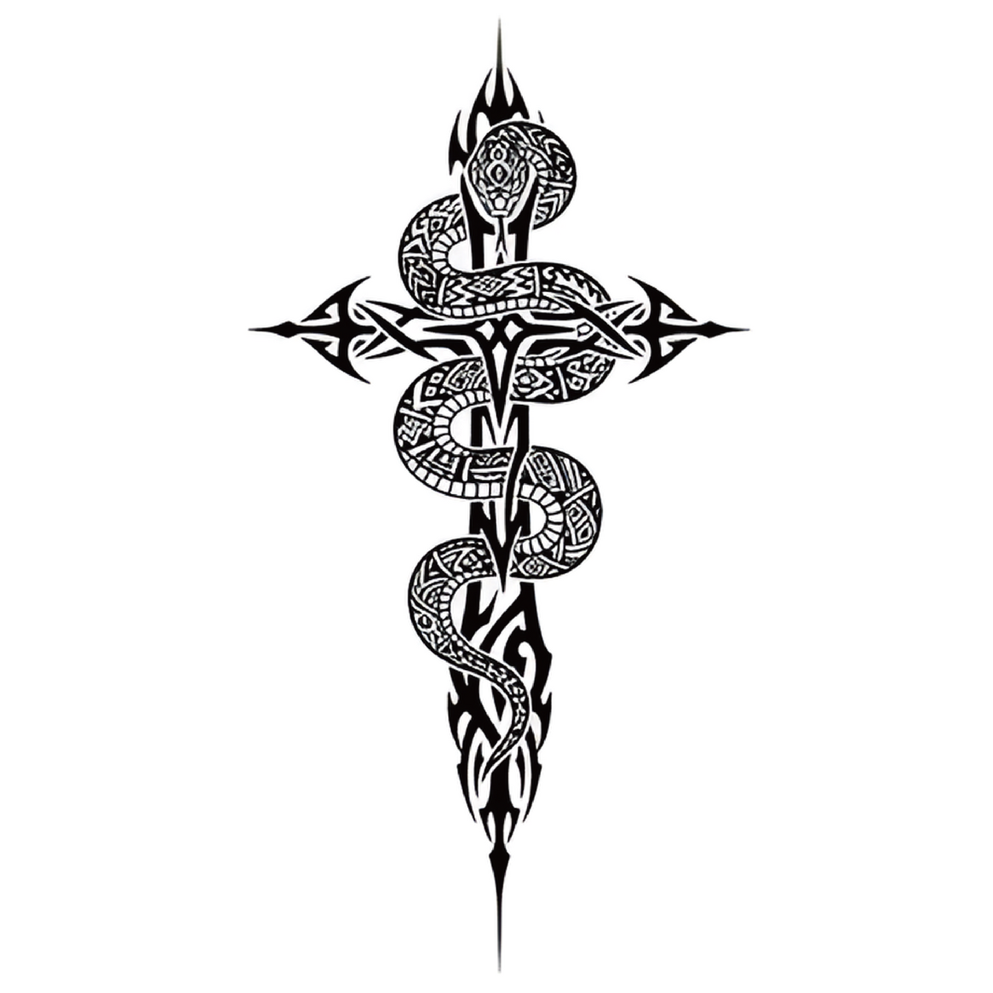 Snake Cross Tattoo Sticker | Herbal