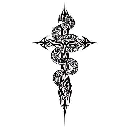 Snake Cross Tattoo Sticker | Herbal