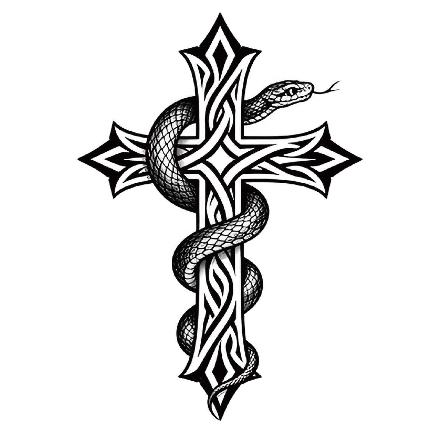 Snake Cross Tattoo Sticker | Herbal