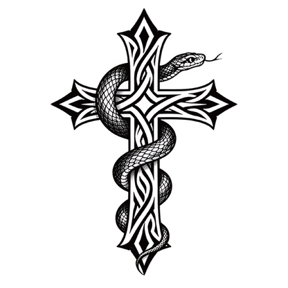 Snake Cross Tattoo Sticker | Herbal