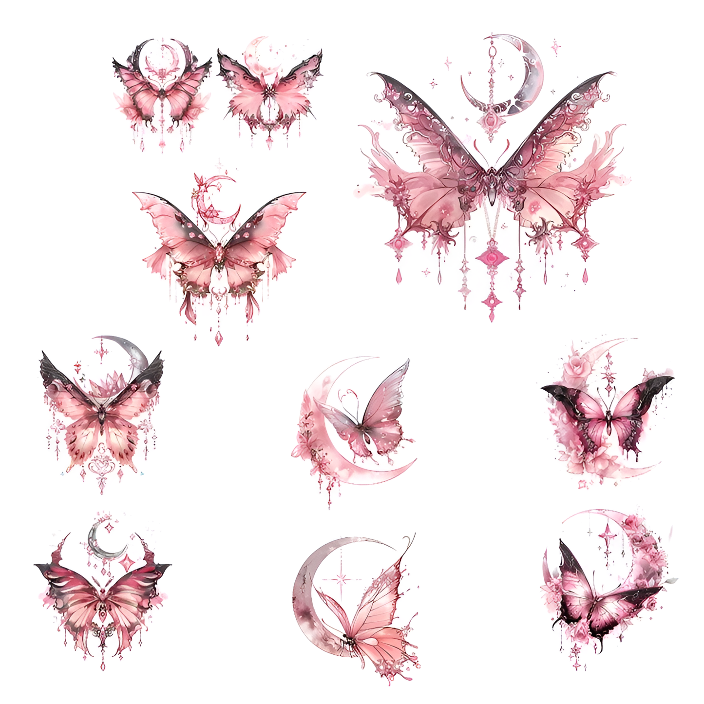 Pink Moon Tattoo Sticker | Temporary