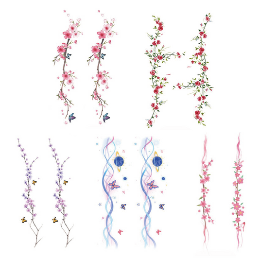 Blossom Snake Tattoo Sticker Set | Temporary