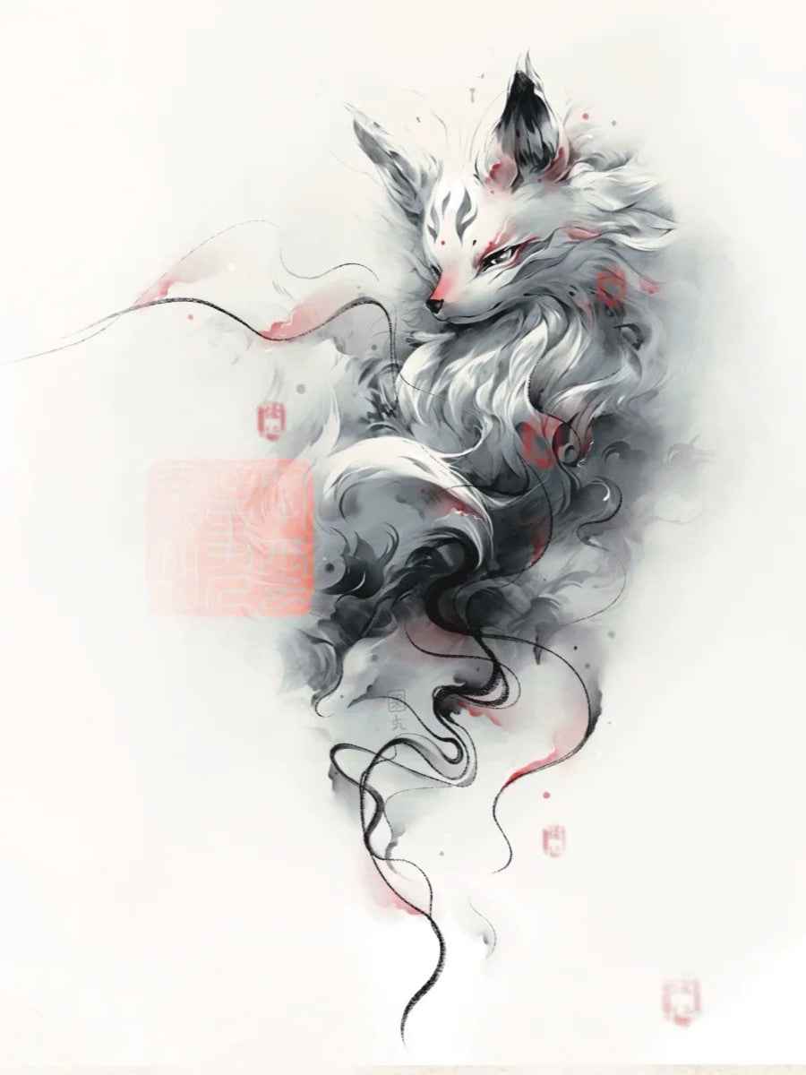 Moonveil Gaze | Fox Temporary Tattoo Sticker