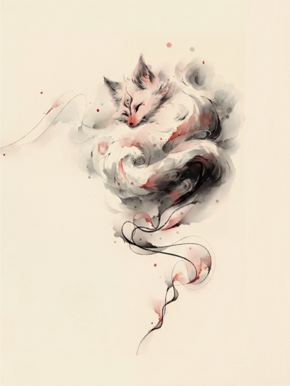 Sleeping Fox Tattoo Sticker | Temporary