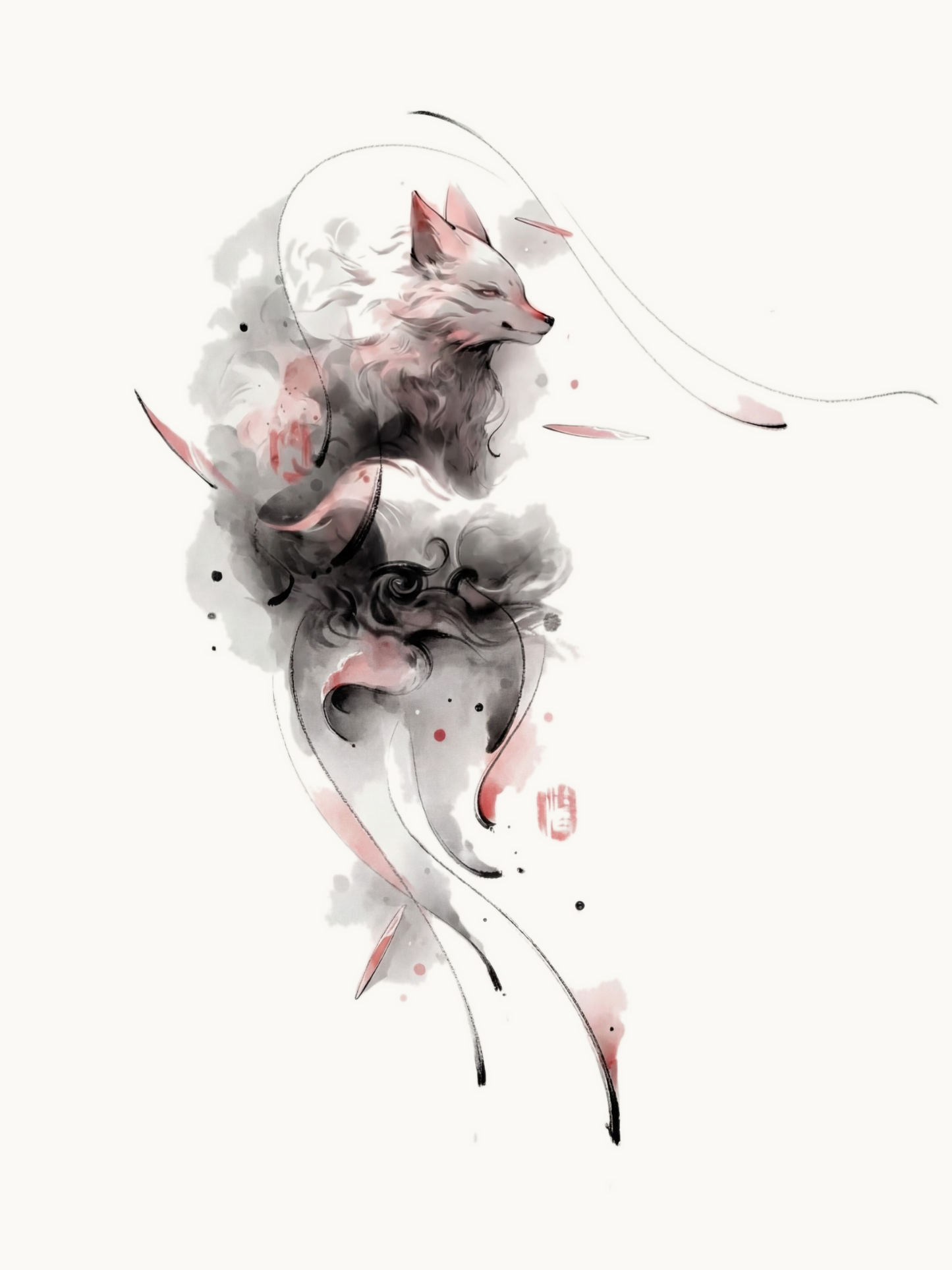 Side Fox Tattoo Sticker | Temporary