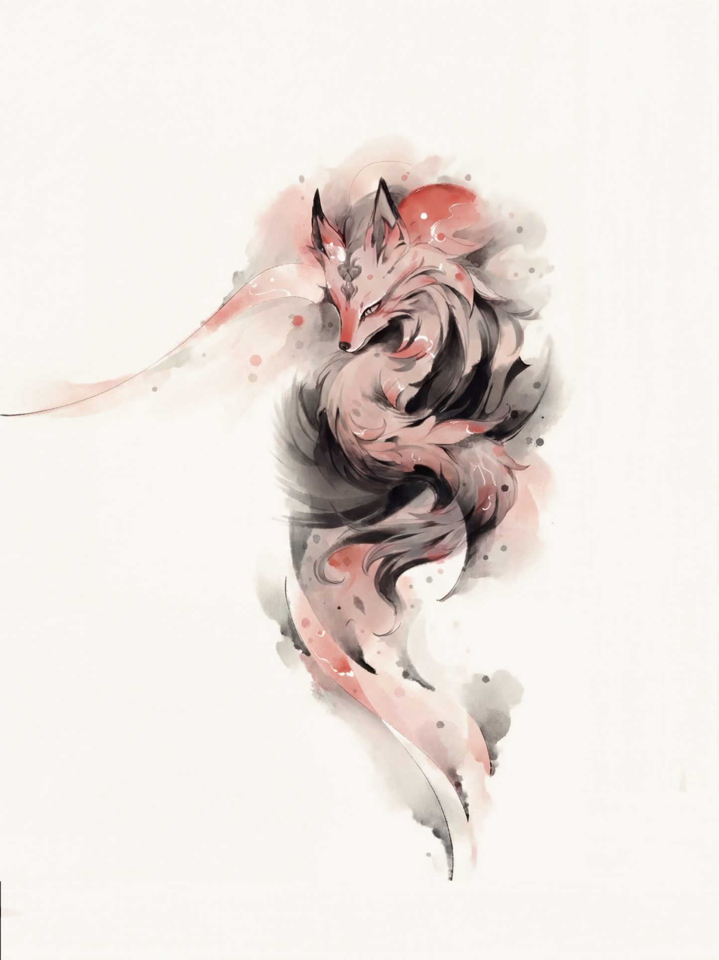 Curled Fox Tattoo Sticker | Temporary