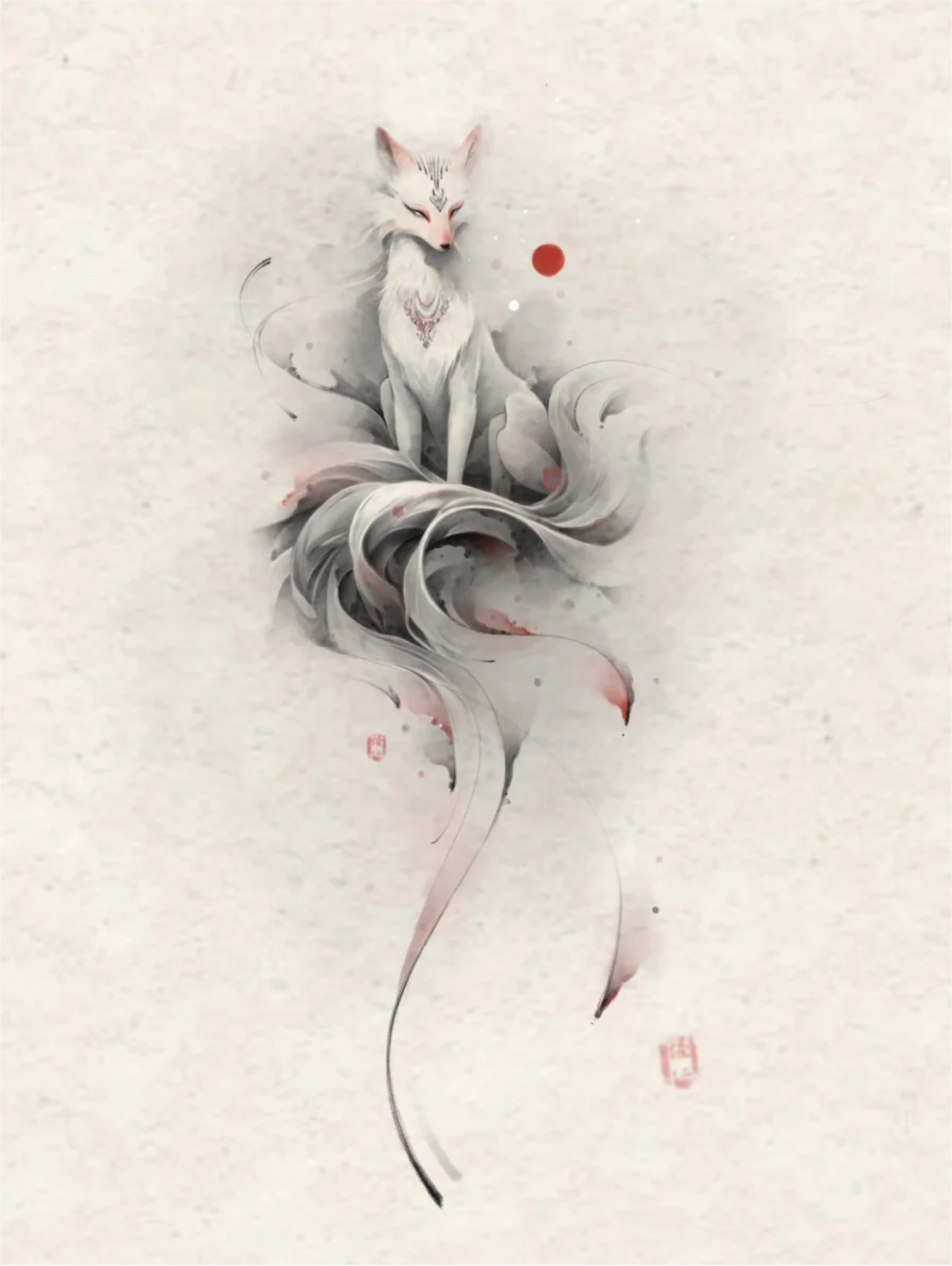Elegant Standing White Fox Tattoo Sticker | Temporary