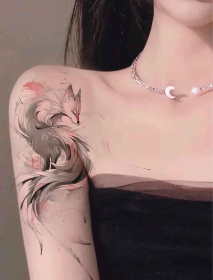 Moonshadow Drift | Fox Temporary Tattoo Sticker