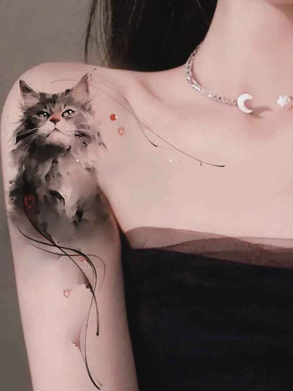 Moonmuse Stare | Cat Shoulder Tattoo Sticker