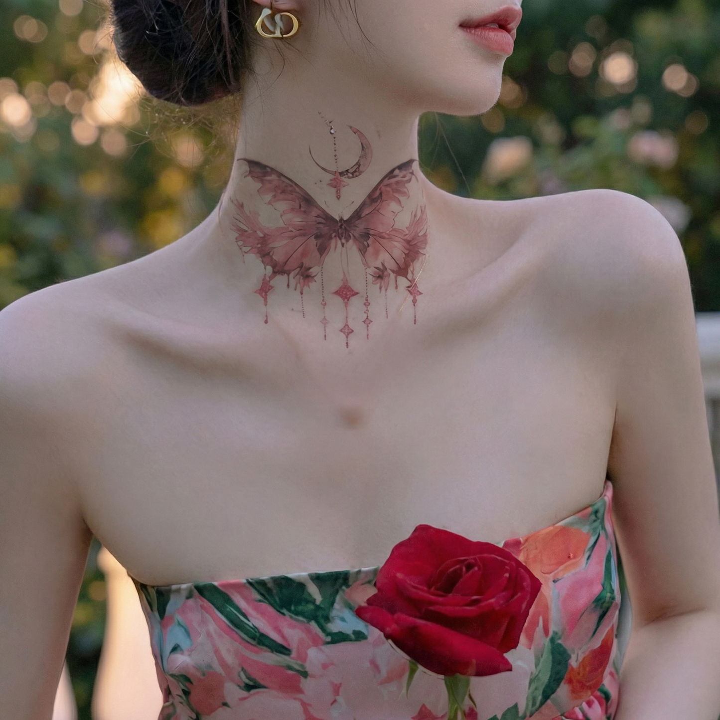 Pink Moon Tattoo Sticker | Temporary