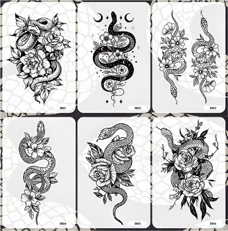 Snake & Flower Tattoo Sticker | Herbal