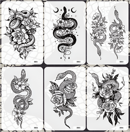 Snake & Flower Tattoo Sticker | Herbal