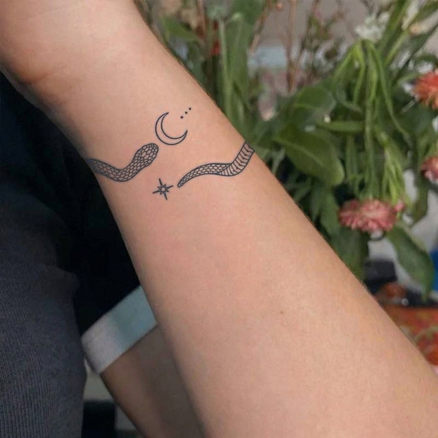 Moon Snake Ring Tattoo Sticker | Herbal